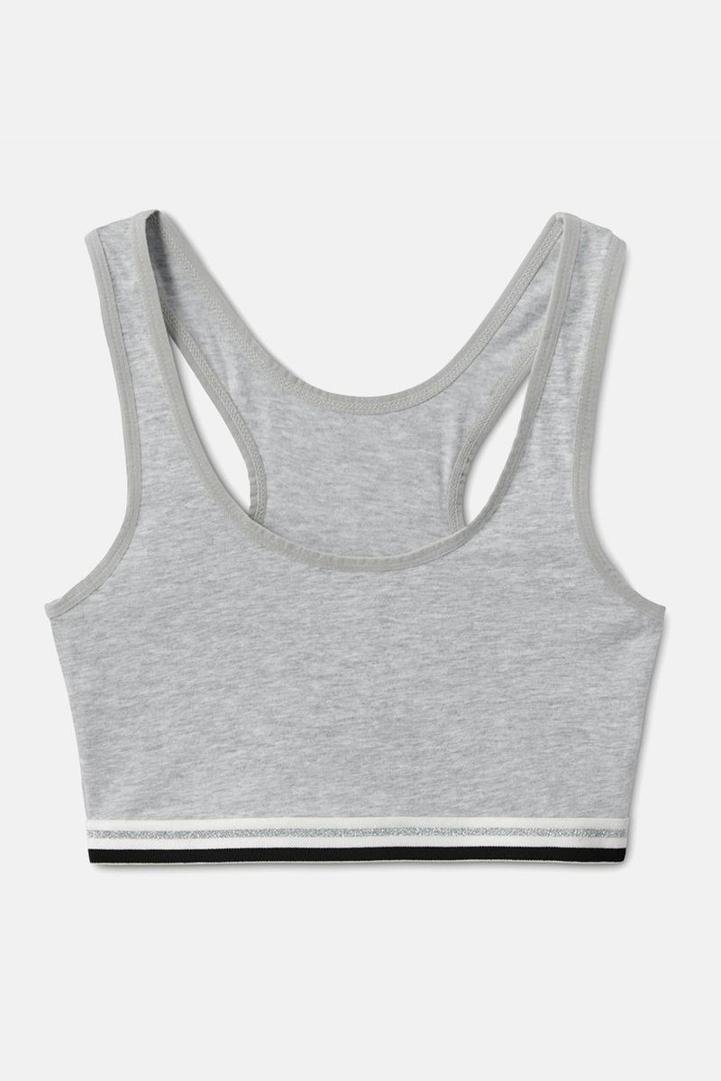 Tchibo Kid Girls 3 Pcs Plain Bustier Sports Crop Top, White and Grey and Black - Image 3
